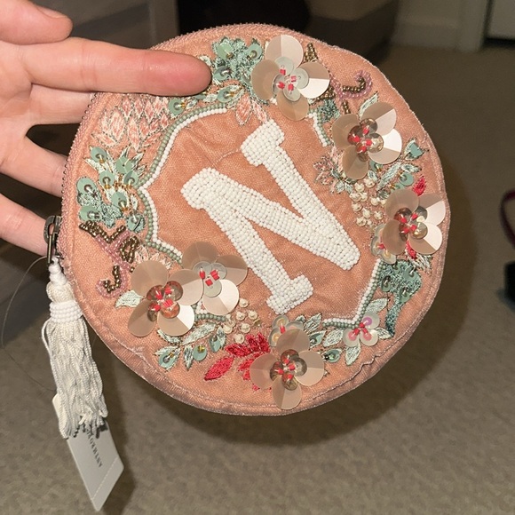 Anthropologie Floral Embroidered Cosmetic Bag - Brown and Green - Picture 2 of 4